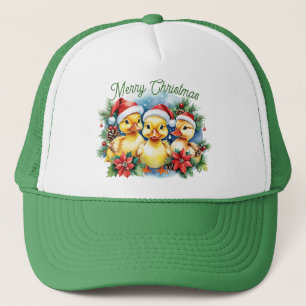 Casquette Joyeux Noël bébé canetons flous Santa