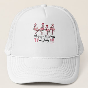 Casquette Joyeux Noël En Juillet Flamant rose Été Cocktail