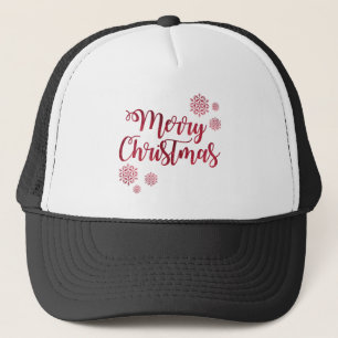 Casquette Joyeux Noël Typographie du flocon de neige rouge
