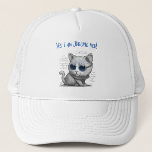 Casquette Jugement de Chat Critique Texte Bleu