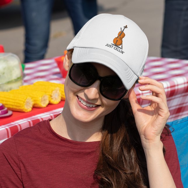 Casquette Juste Cellule Cellist Performance Music Cello (Cellist White Trucker Hat Just Cellin Fiddle Player Swag)