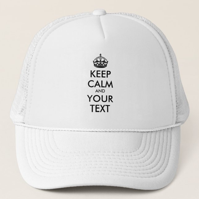 Casquette KEEP CALM personnalisé et votre texte - noir (Devant)