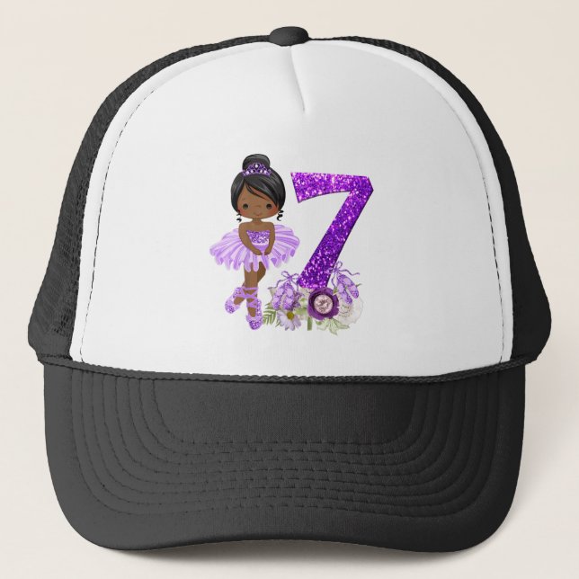 Casquette Kids 7th African American Ballet Dancer Birthday 7 (Devant)