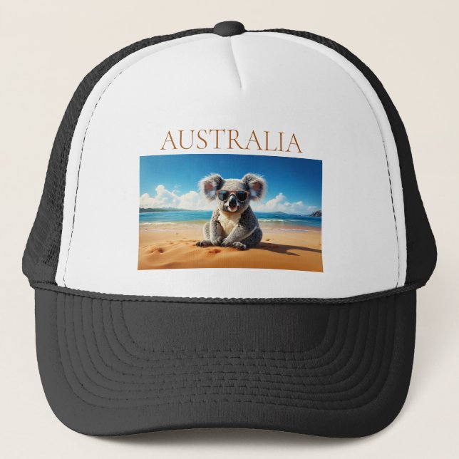 Casquette Koala sur une plage de sable  (Devant)