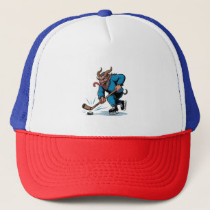 Casquette Krampus effrayant jouant au hockey sur glace de No