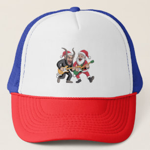 Casquette Krampus et Père Noël Jouer de la guitare Noël élec