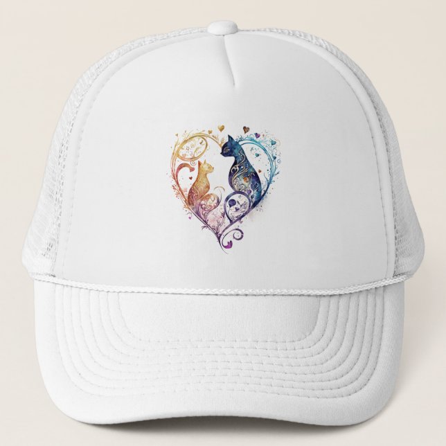Casquette Kuraudea un mignon chat d'amour fleuri en forme de (Devant)