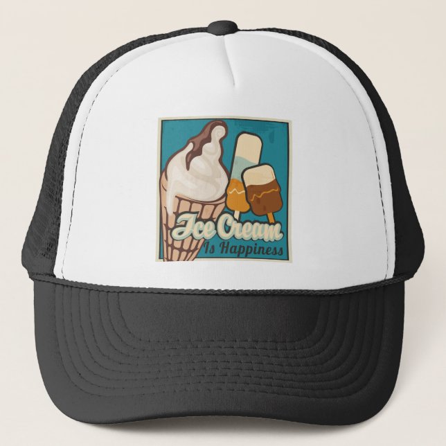 Casquette La crème glacée est le bonheur Rétro Culpabilité P (Devant)