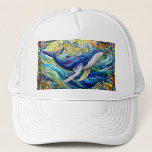 Casquette La Majestueuse Mosaïque Marine Une Baleine De Verr