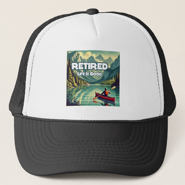 Casquette La vie à la retraite est bon canot rouge (Devant)