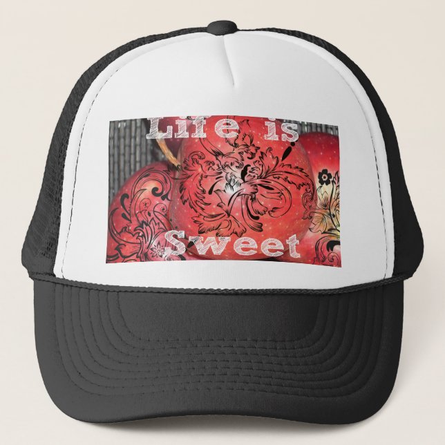 Casquette La vie est douce : Apple et Floral Motif Design (Devant)