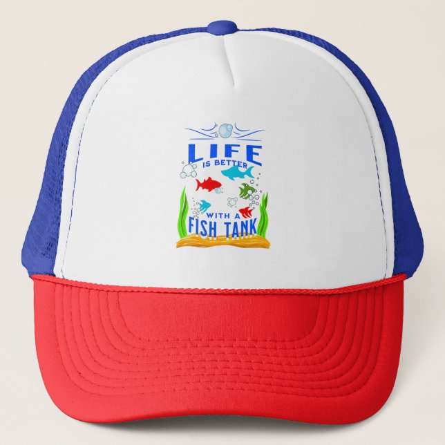 Casquette La vie est meilleure avec un aquarium, une citatio (Devant)