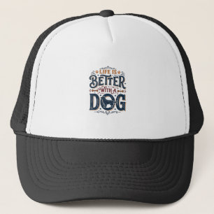 Casquette La vie est meilleure avec un chien design de gravu