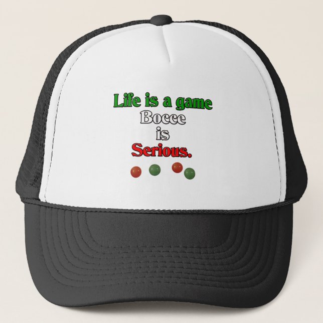 Casquette La vie est un jeu. Bocce est sérieux (Devant)
