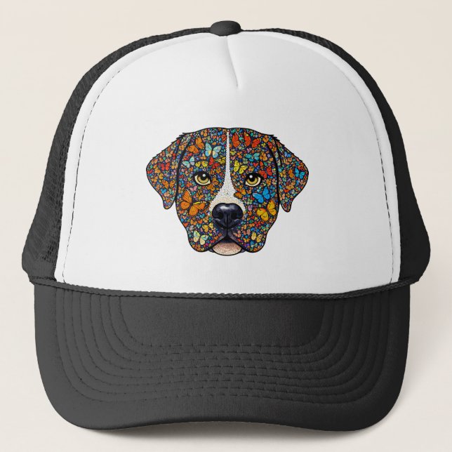 Casquette Labrador Retriever Butterfly Kaleidoscope Portrait (Devant)