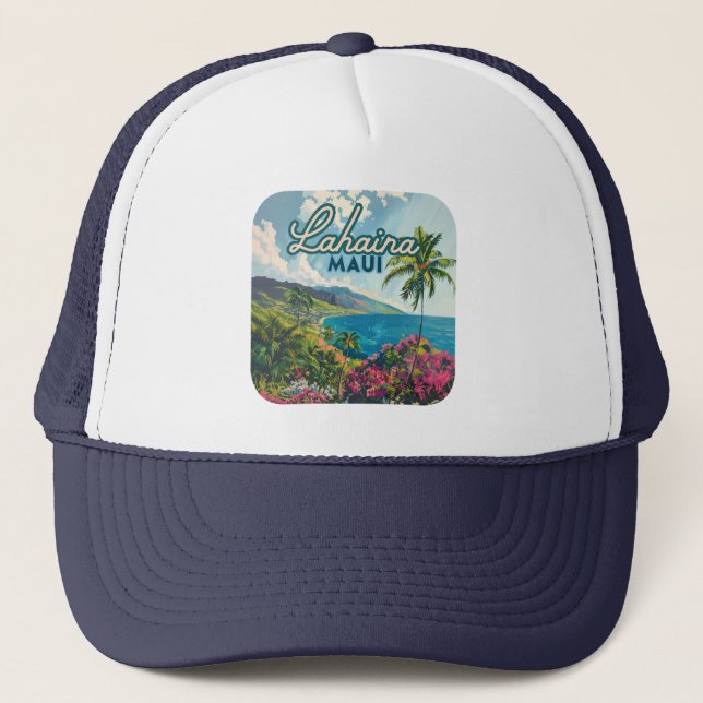 Casquette Lahaina Maui Hawaii Beach Coast Retro (Devant)