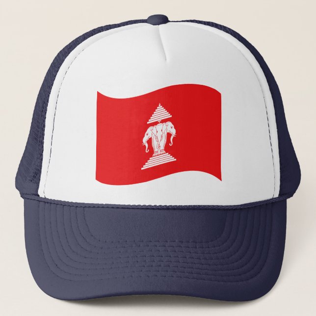 Casquette Lao Erawan Trois Chefs D'Éléphant Drapeau Vague (Devant)