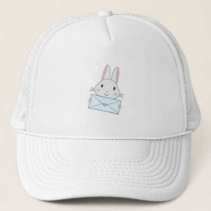 Casquette Lapin mignon et adorable tenant une lettre d'amour