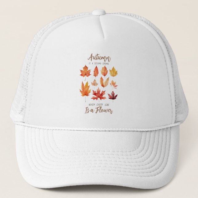 Casquette L'automne est le deuxième printemps - Feuilles d'a (Devant)
