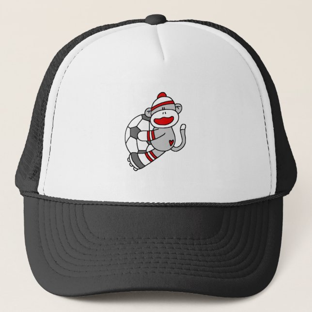 Casquette Le football de singe de chaussette (Devant)