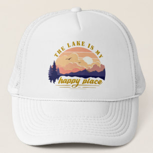 Casquette "Le lac est mon endroit heureux" Vintage Sunset