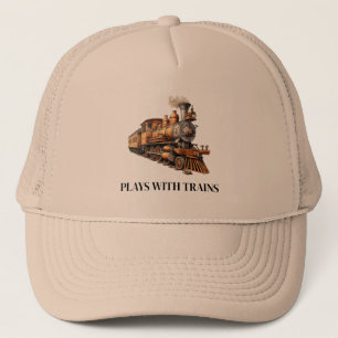 Casquette Le moteur de train joue avec des trains ou un text