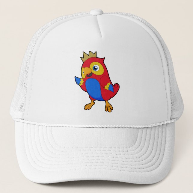 Casquette Le perroquet comme roi avec la couronne (Devant)