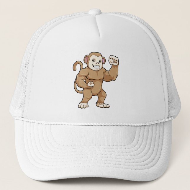 Casquette Le singe comme culturiste au Bodybuilding (Devant)