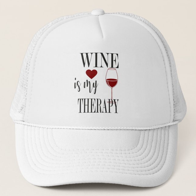 Casquette Le Vin Est Mon Thérapie Trucker Chapeau (Devant)