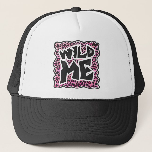 Casquette Leopard Wild Me Noir et rose chaud (Devant)