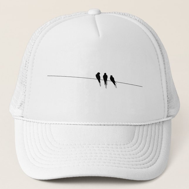 Casquette Les merles silhouettent sur le fil (Devant)