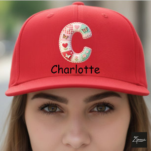 Casquette Lettre C initiale en patchwork matelassé pour la n