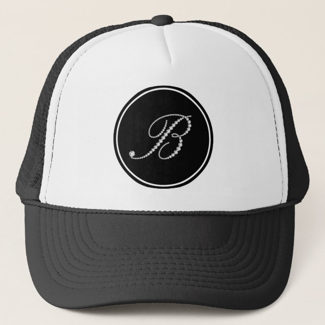 Casquette LETTRE DIAMANTS BLANCS B MONogramme (Devant)