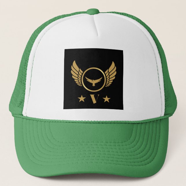 Casquette Lettre d'image V Gold Eagle Monogramme personnalis (Devant)