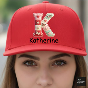 Casquette Lettre K initiale en patchwork matelassé pour la n