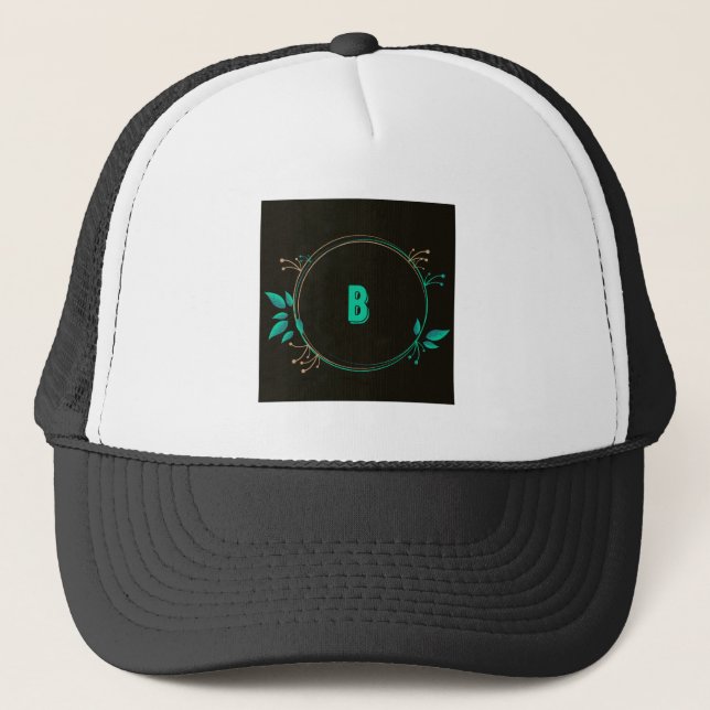 Casquette Lettre Monogramme B Texte imprimé Trucker Chapeau  (Devant)