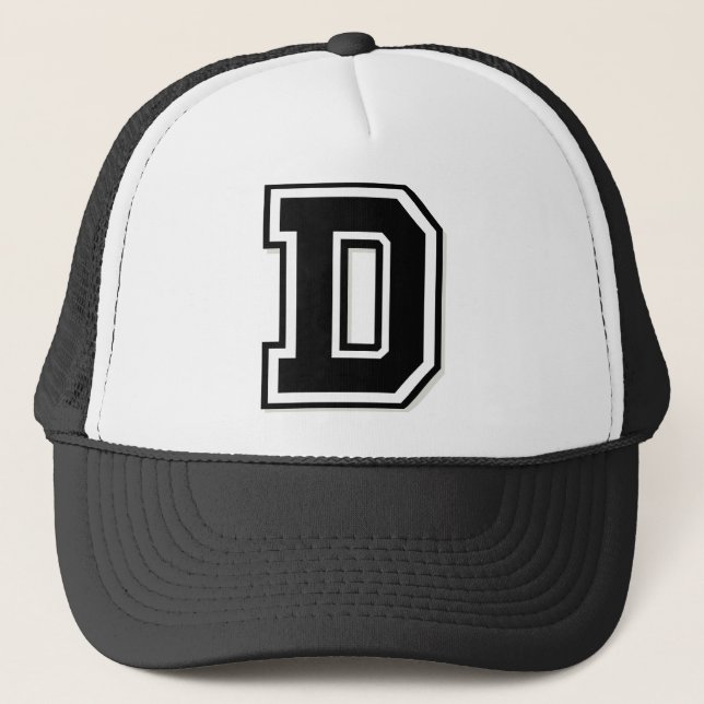 Casquette Lettre noire "D" Monogramme (Devant)