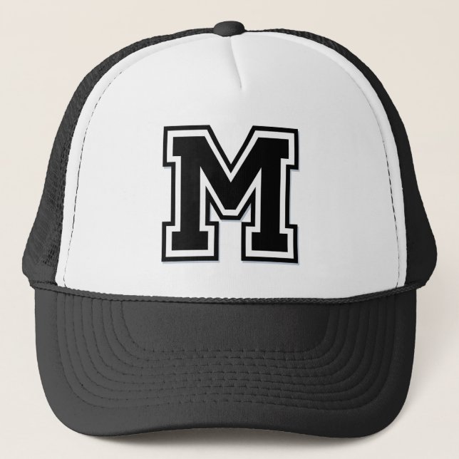 Casquette Lettre noire et blanche "M" (Devant)