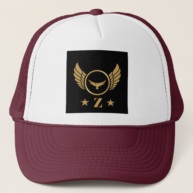 Casquette LETTRE SYMBOLE Z Aigle or Ailes Monogramme Casquet (Devant)