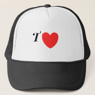 Casquette Lettre T Cœur - Conception d'amour initiale de la 