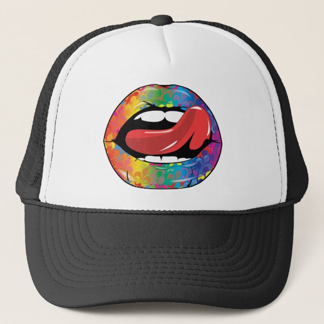 Casquette Lèvres de Fleur De Rainbow Licking (Devant)