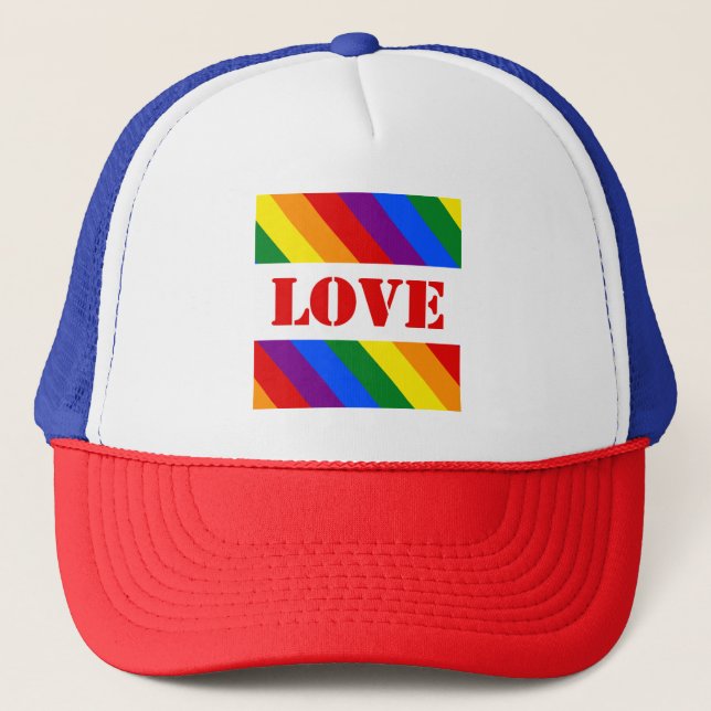 Casquette LGBTQ+ carré arc-en-ciel Amour pour la fierté Mois (Devant)