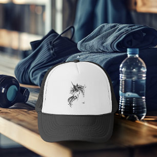 Casquette Licorne Tribale Élégante Encre Noire Fantaisie 