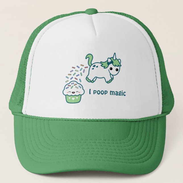 Casquette Licorne verte de Pooping (Devant)