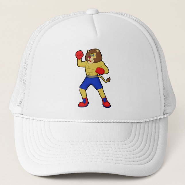 Casquette Lion à la boxe avec gants de boxe (Devant)