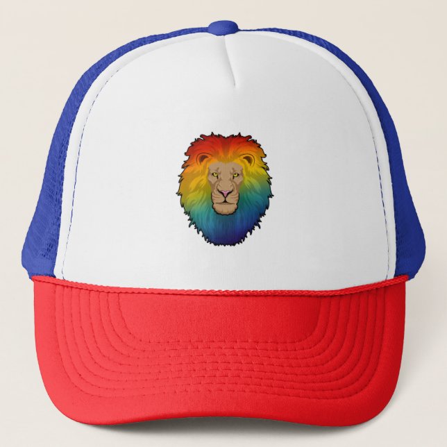 Casquette Lion aux couleurs arc-en-ciel (Devant)