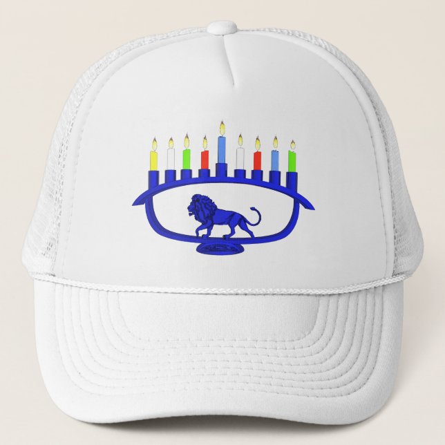 Casquette Lion bleu Menorah (Devant)