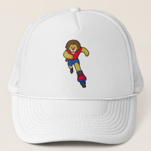 Casquette Lion comme patineur avec patins en ligne