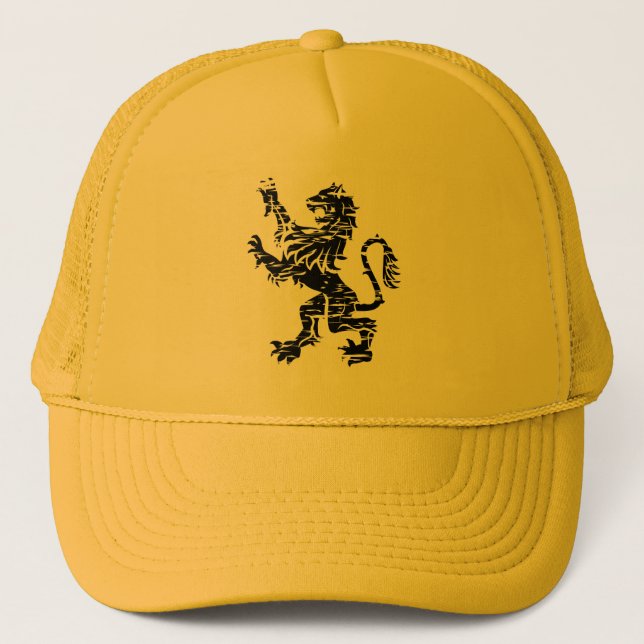 Casquette Lion rampant noir héraldique (Devant)