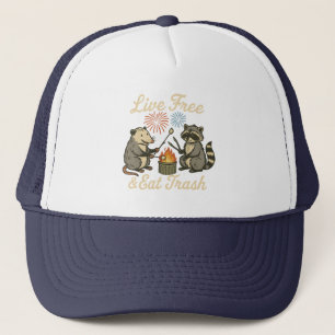 Casquette Live Free & Eat Trash   Funny Patriotic Possum & R